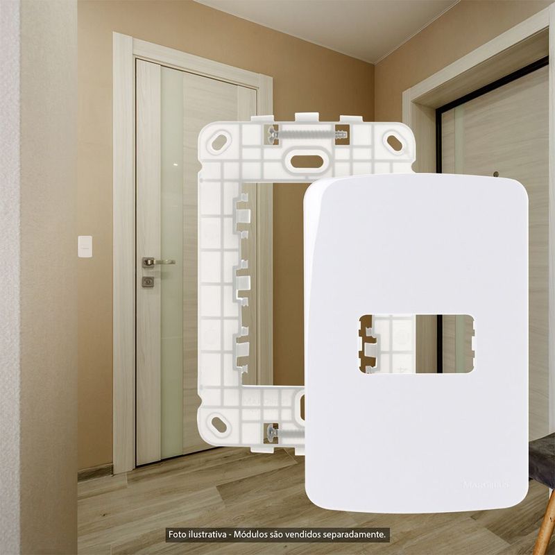 Placa 1 Posto 4x2 com Suporte Branca Linha B3