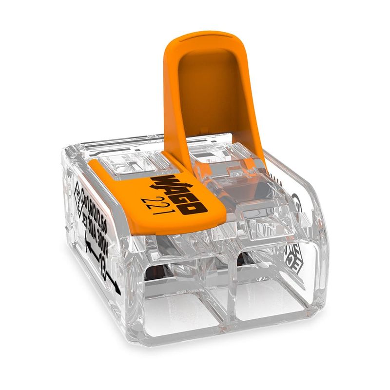 Conector Emenda 2 Polos até 6mm² 40A IP20 Wago 3 Peças