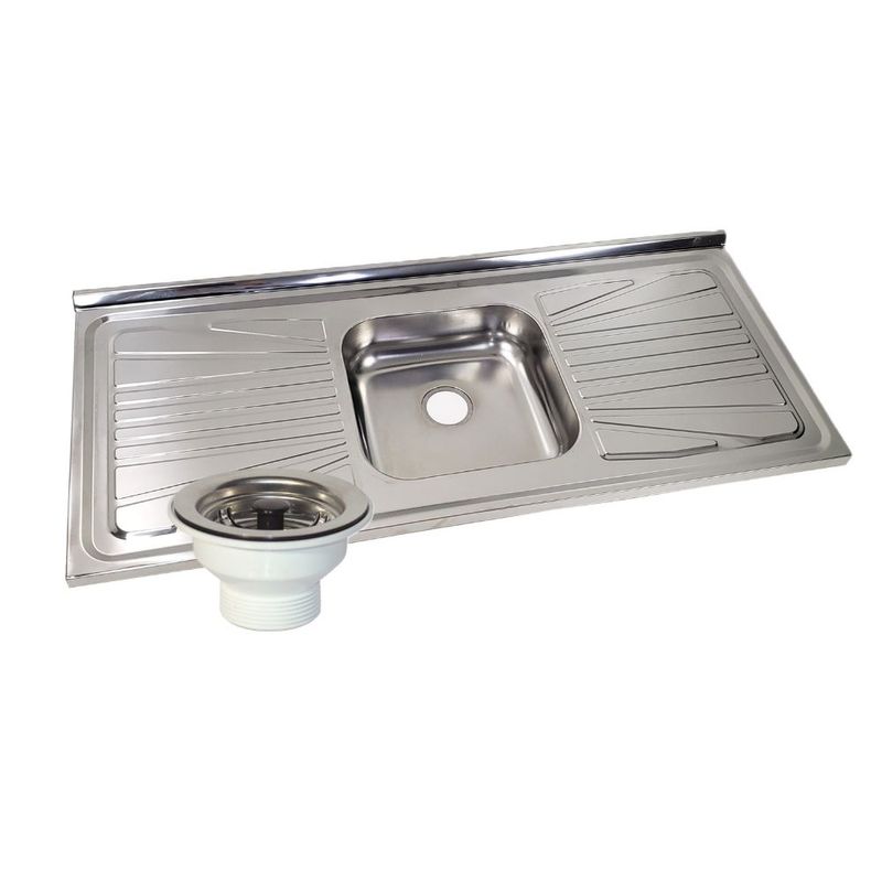 Pia para Cozinha  Aço Inox S400 c/Válvula 120x52cm com Cuba Central