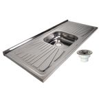 Pia para Cozinha  Aço Inox S400 c/Válvula 120x52cm com Cuba Central