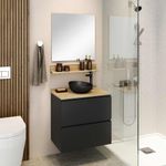 Gabinete para Banheiro Espelheira com Prateleira Max Pinos Preto 60cm