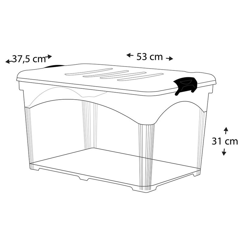 Caixa Profissional com Tampa e Rodinhas 45L Preta