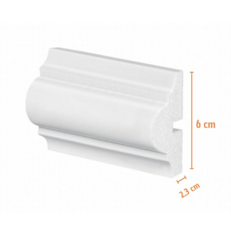 Rodameio Poliestireno Branco Frisado 6x23x240cm