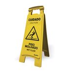 Cavalete de Sinalização Cuidado Piso Molhado 27x65cm Plástico Amarelo