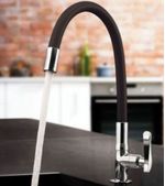 Torneira para Cozinha Mesa 1/4V Bica Alta Preto Flexível