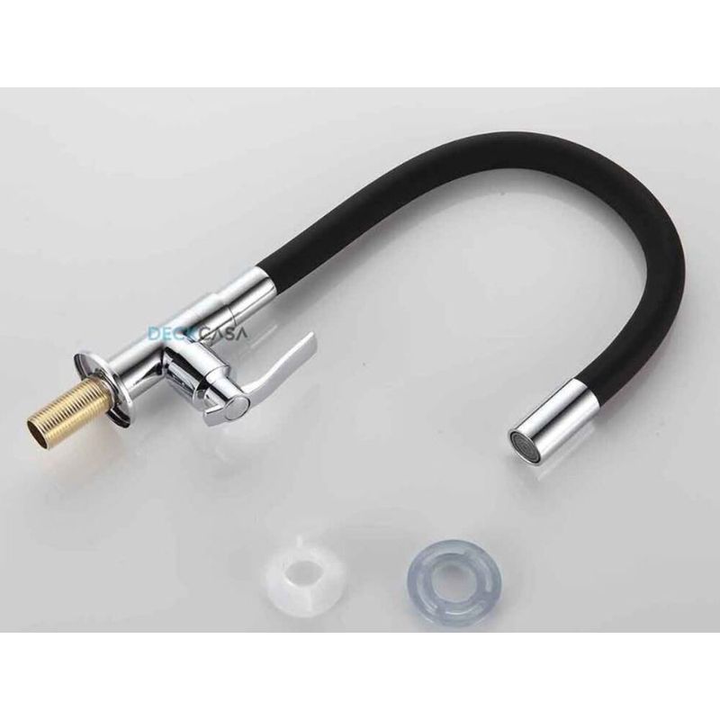 Torneira para Cozinha Mesa 1/4V Bica Alta Preto Flexível