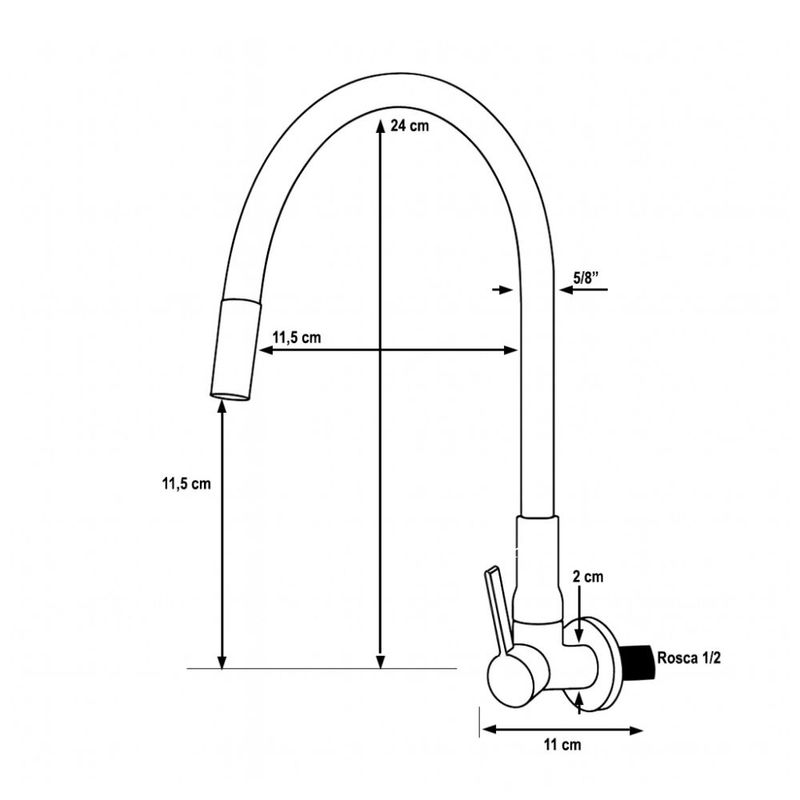Torneira para Cozinha Parede Bica Alta Preto/Cromada C65 Flexível