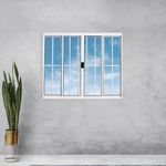 Janela de Correr 4 Folhas com Grade Alumínio Branco 100x150cm