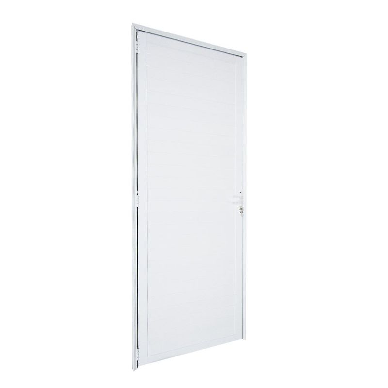 Porta Lambril Alumínio Branco com Fechadura Direito 210x80cm