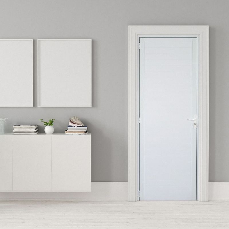Porta Lambril Alumínio Branco com Fechadura Direito 210x80cm