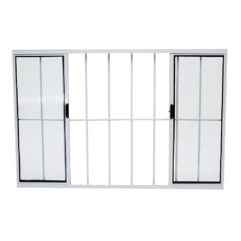 Janela de Correr 4 Folhas com Grade Alumínio Branco 100x120cm