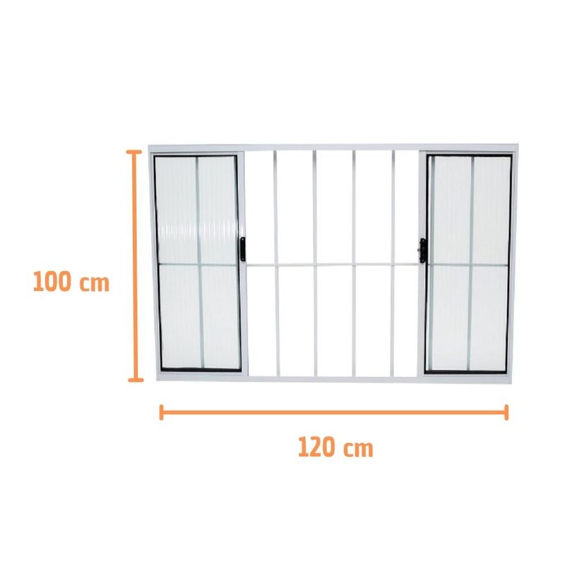 Janela de Correr 4 Folhas com Grade Alumínio Branco 100x120cm