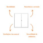 Janela 2 Folhas Vidro Liso Alumínio Branco 120x120cm