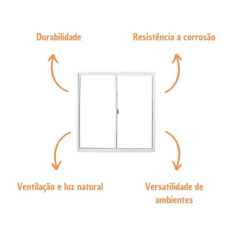 Janela 2 Folhas Vidro Liso Alumínio Branco 120x120cm