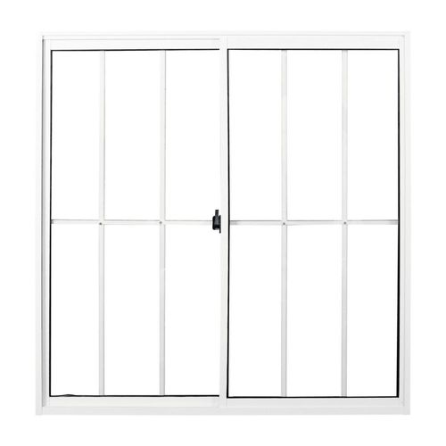 Janela 2 Folhas com Grade Vidro Liso Alumínio Branco 80x80cm