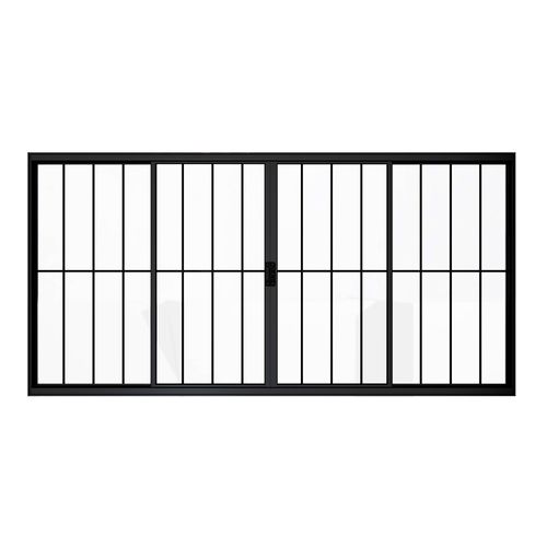 Janela de Correr 4 Folhas com Grade Alumínio Preto 100x200cm