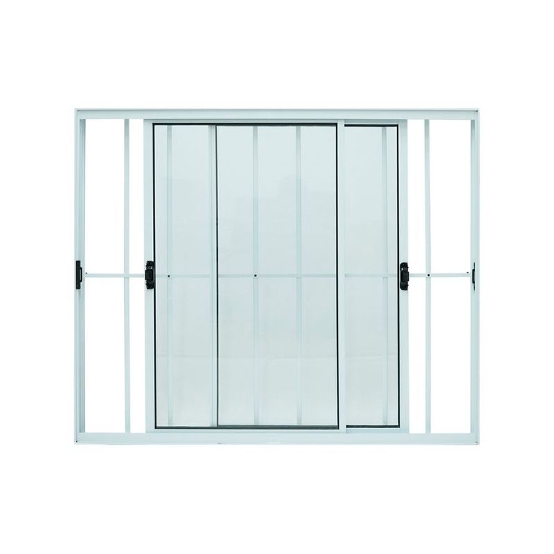 Janela de Correr 2 Folhas com Grade Alumínio Branco 80x80cm