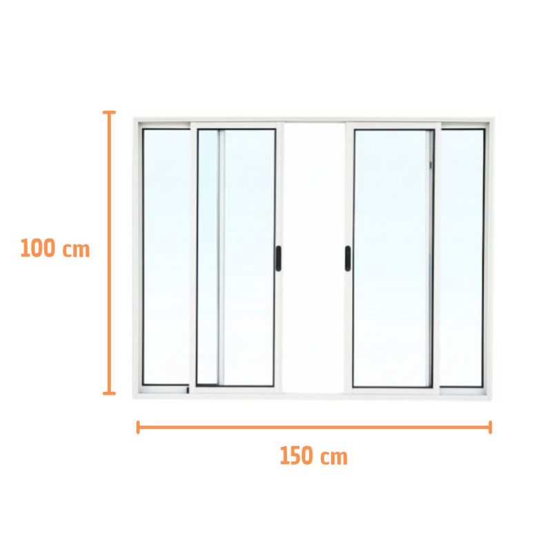 Janela de Correr 4 Folhas sem Grade Alumínio Branco 100x150cm