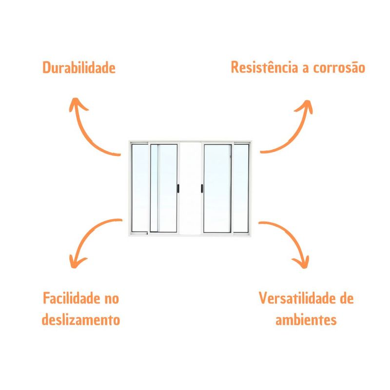 Janela de Correr 4 Folhas sem Grade Alumínio Branco 100x150cm