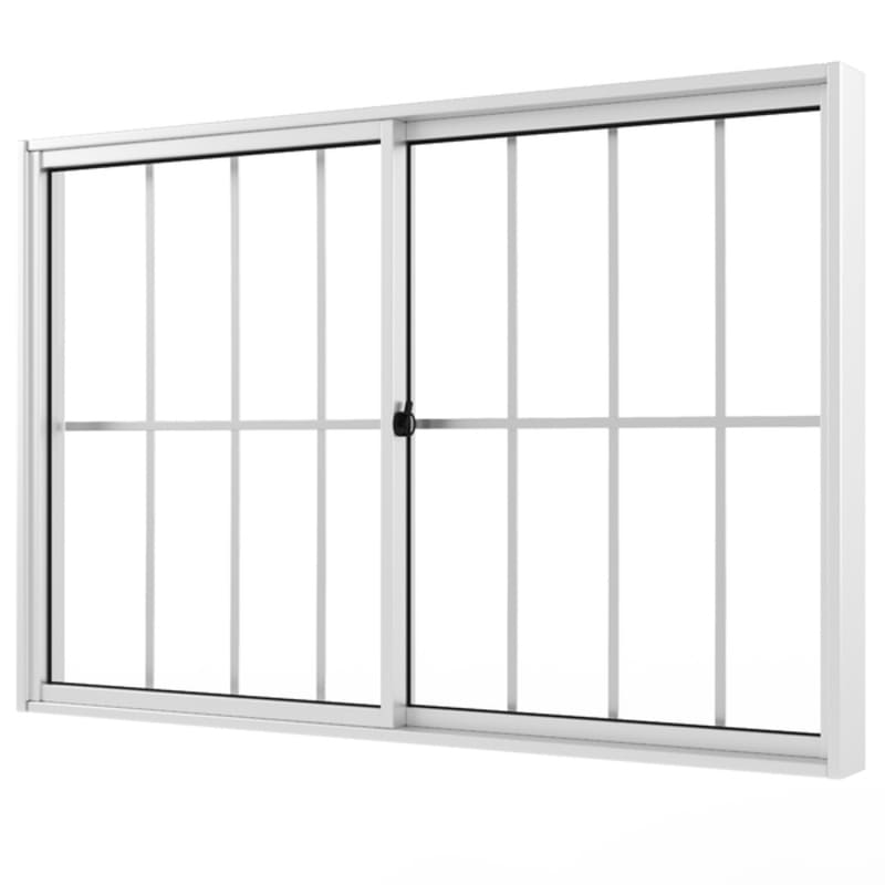 Janela de Correr 2 folhas com Grade Alumínio Branco 120x150cm