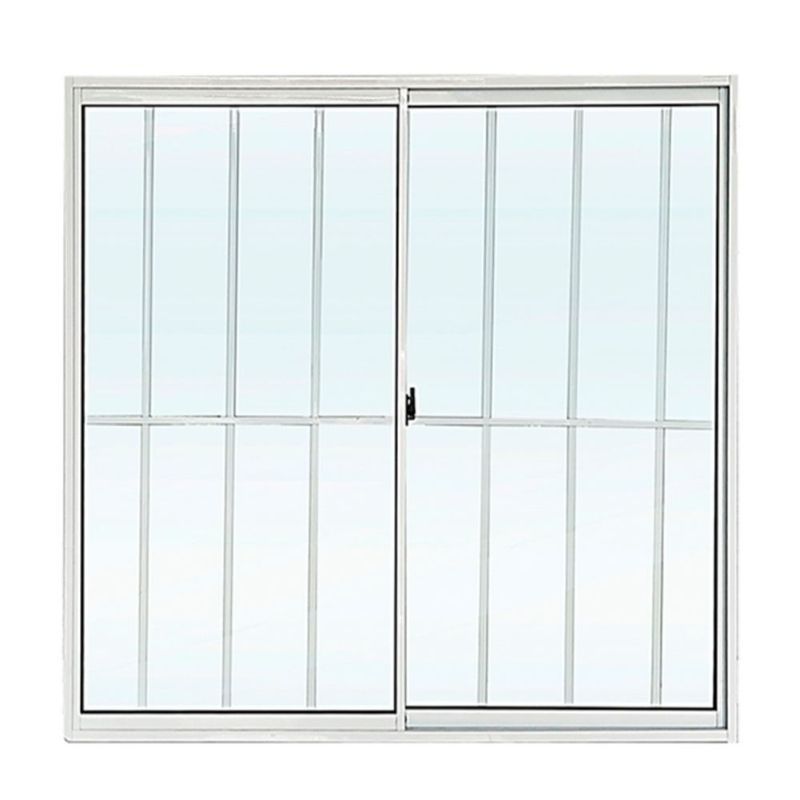 Janela de Correr 2 Folhas com Grade Alumínio Brilhante 100x100cm