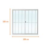 Janela de Correr 2 Folhas com Grade Alumínio Brilhante 100x100cm