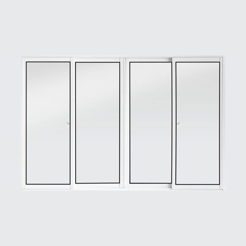 Janela de Correr 4 Folhas sem Grade Alumínio Branco 100x150cm