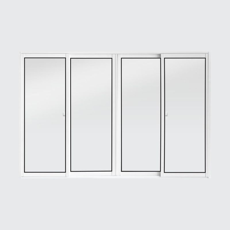 Janela de Correr 4 Folhas sem Grade Alumínio Branco 100x150cm
