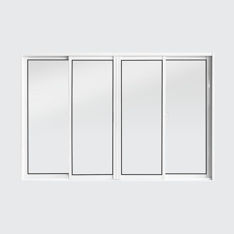 Janela de Correr 4 Folhas sem Grade Alumínio Branco 100x150cm