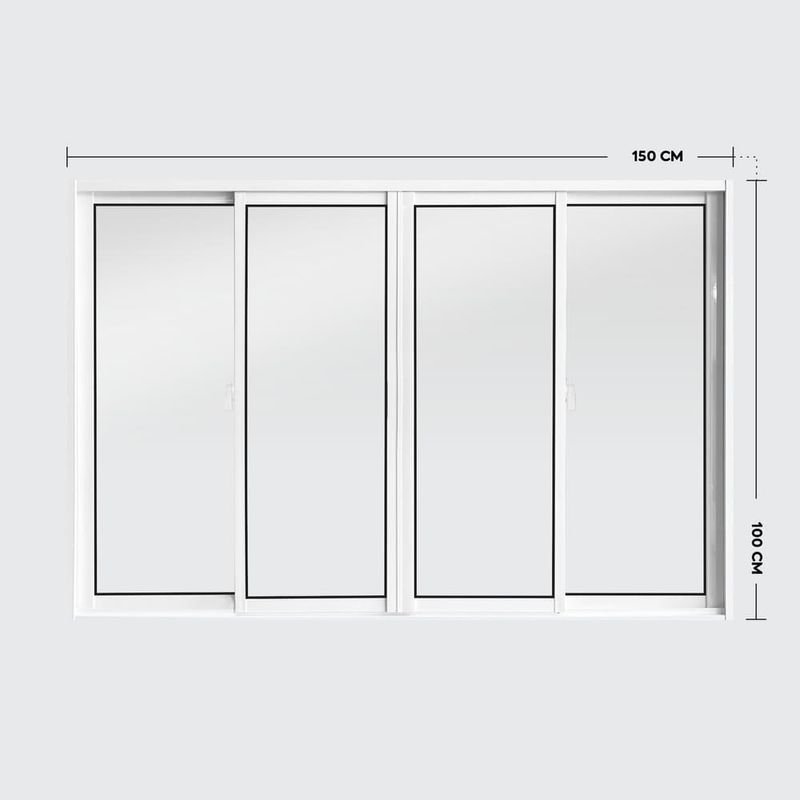 Janela de Correr 4 Folhas sem Grade Alumínio Branco 100x150cm