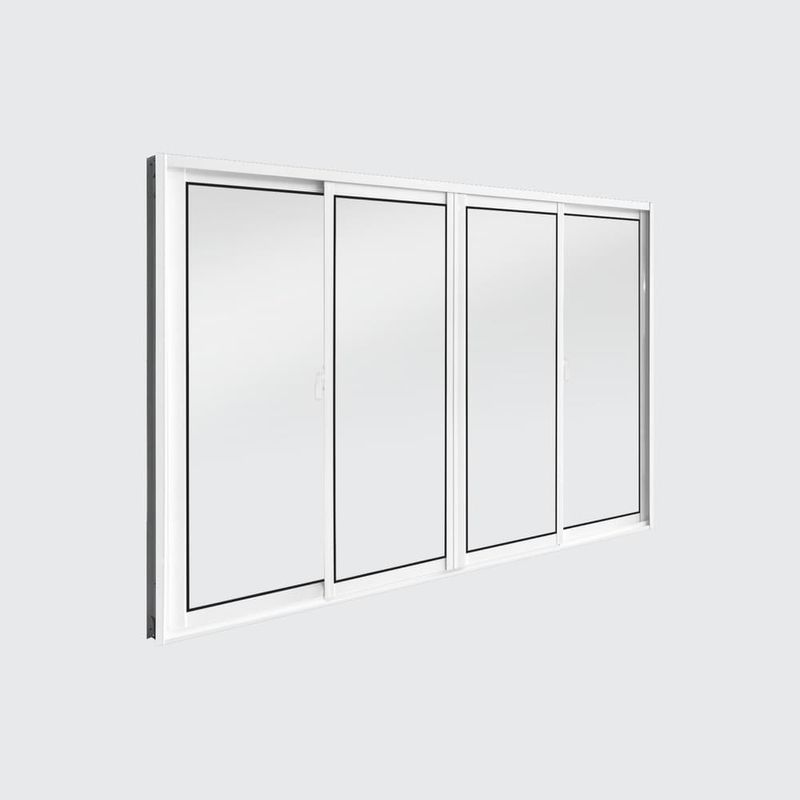 Janela de Correr 4 Folhas sem Grade Alumínio Branco 100x150cm