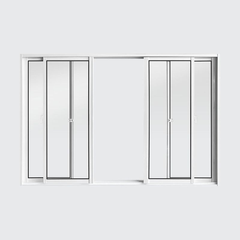 Janela de Correr 4 Folhas sem Grade Alumínio Branco 100x150cm