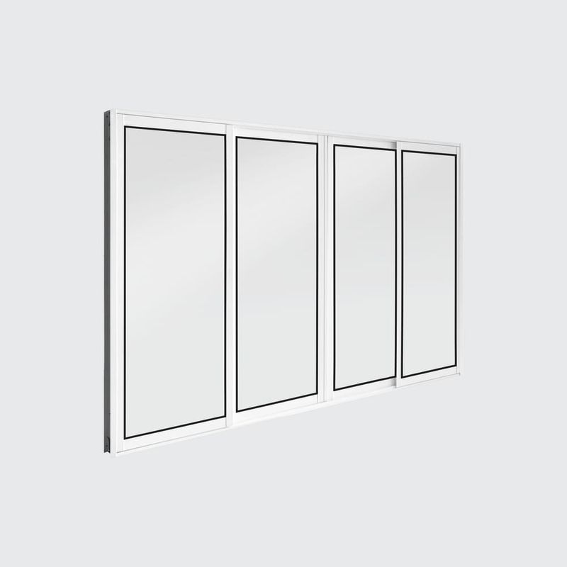 Janela de Correr 4 Folhas sem Grade Alumínio Branco 100x150cm