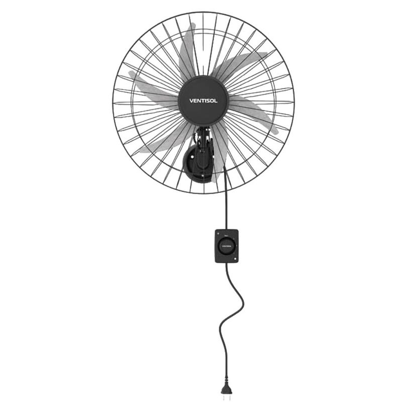Ventilador de Parede Steel Preto com 6 Pás 50cm 200W Bivolt