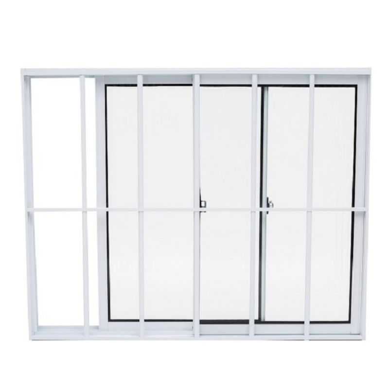 Janela de Correr 2 Folhas com Grade Alumínio Branco 100x150cm