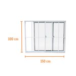 Janela de Correr 2 Folhas com Grade Alumínio Branco 100x150cm