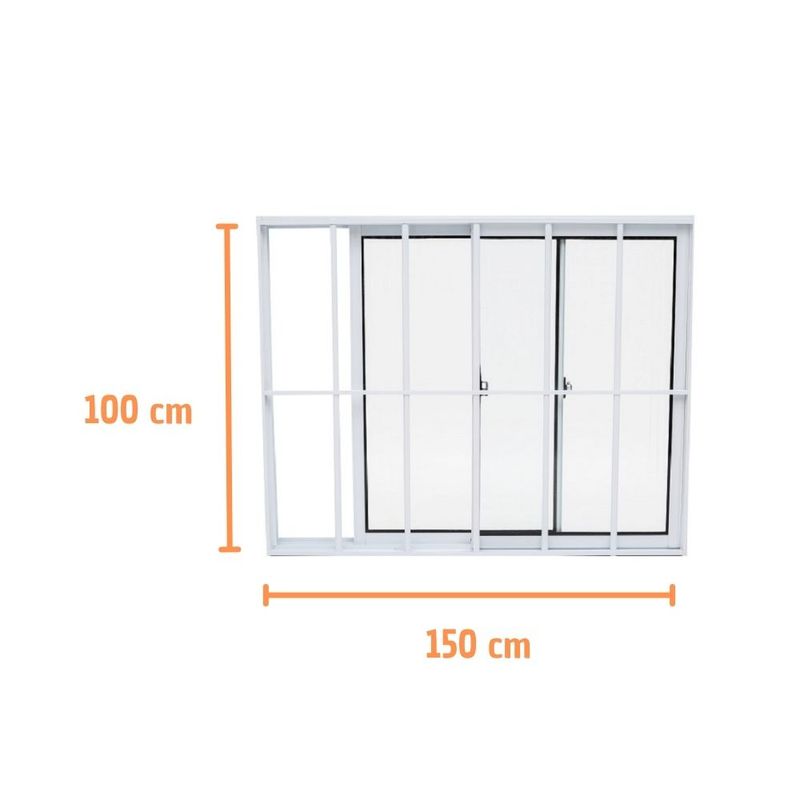 Janela de Correr 2 Folhas com Grade Alumínio Branco 100x150cm
