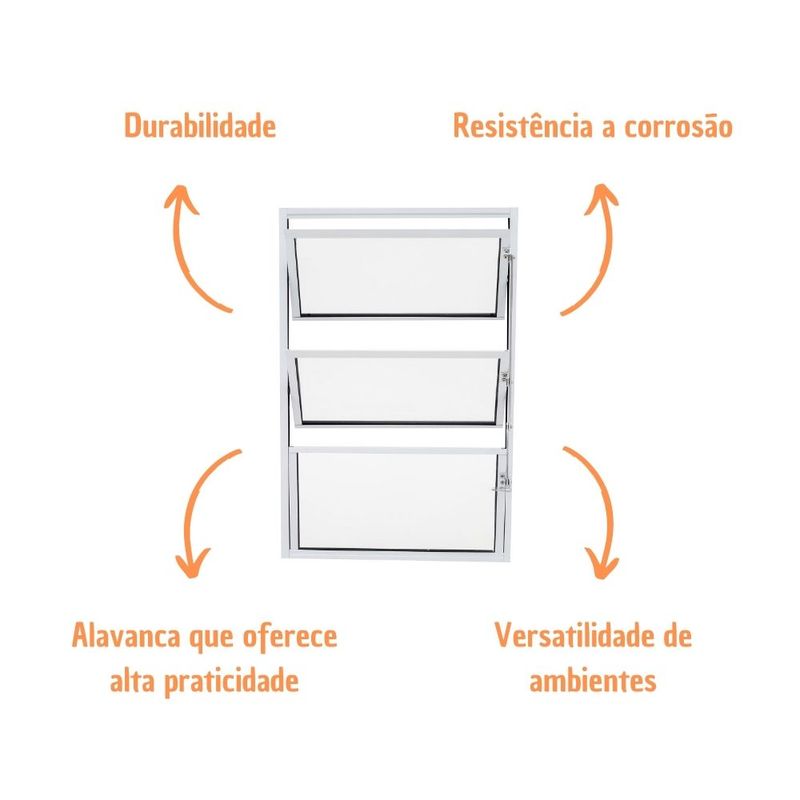 Janela Basculante Vidro Boreal Alumínio Branco 60x40cm
