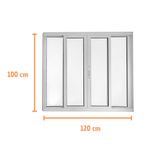 Janela de Correr 4 Folhas sem Grade Alumínio Branco 100x120cm