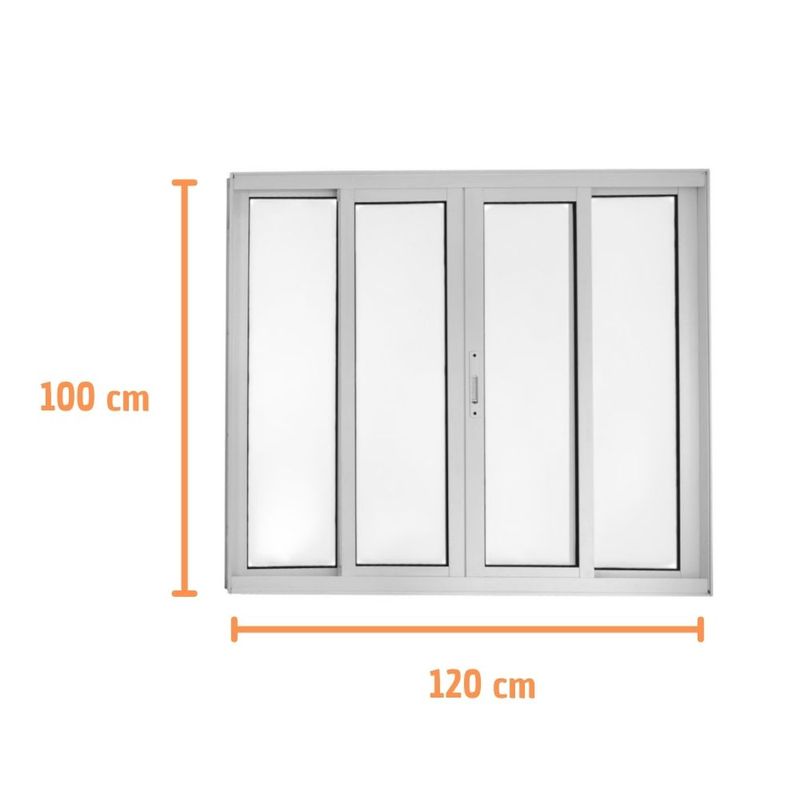 Janela de Correr 4 Folhas sem Grade Alumínio Branco 100x120cm