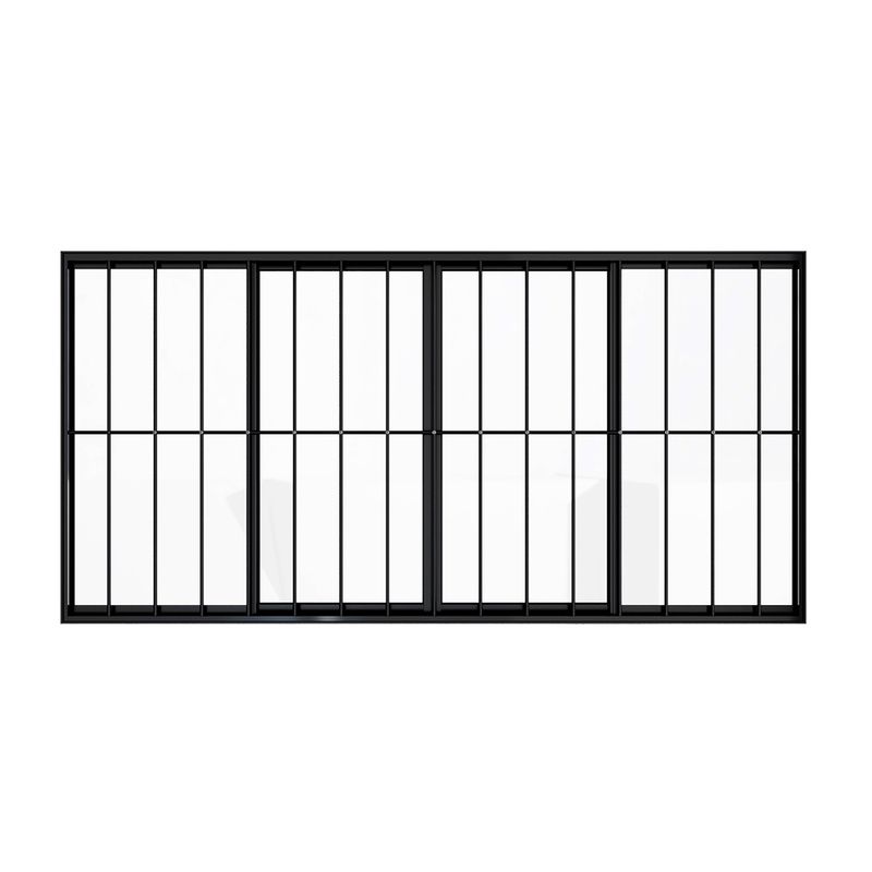 Janela de Correr 4 Folhas com Grade Alumínio Preto 100x150cm