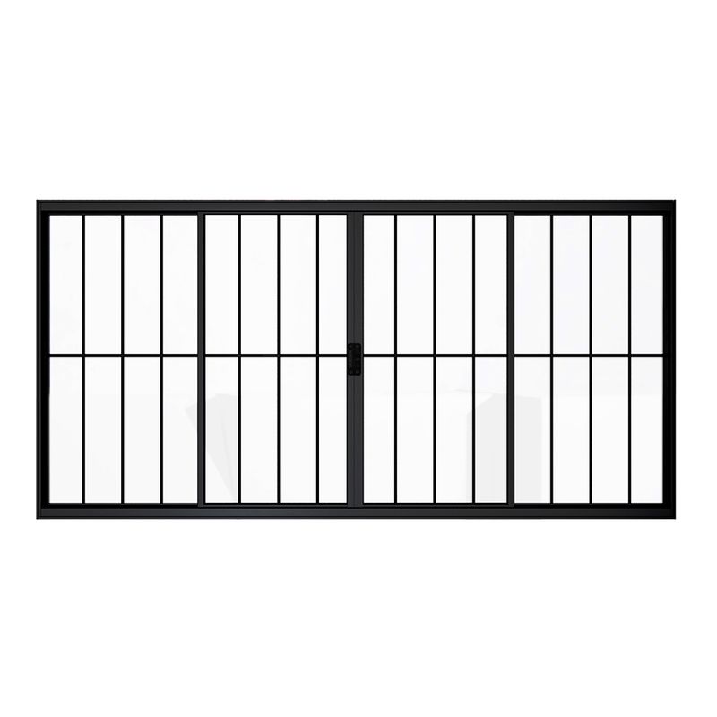 Janela de Correr 4 Folhas com Grade Alumínio Preto 100x150cm