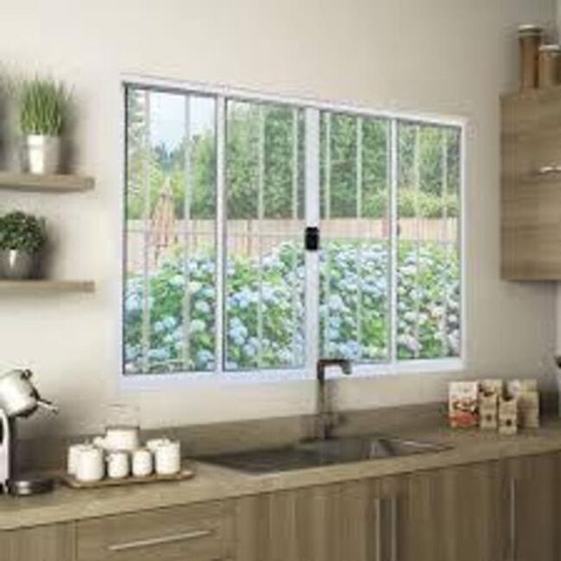 Janela de Correr 2 folhas com Grade Alumínio Branco 100x120cm