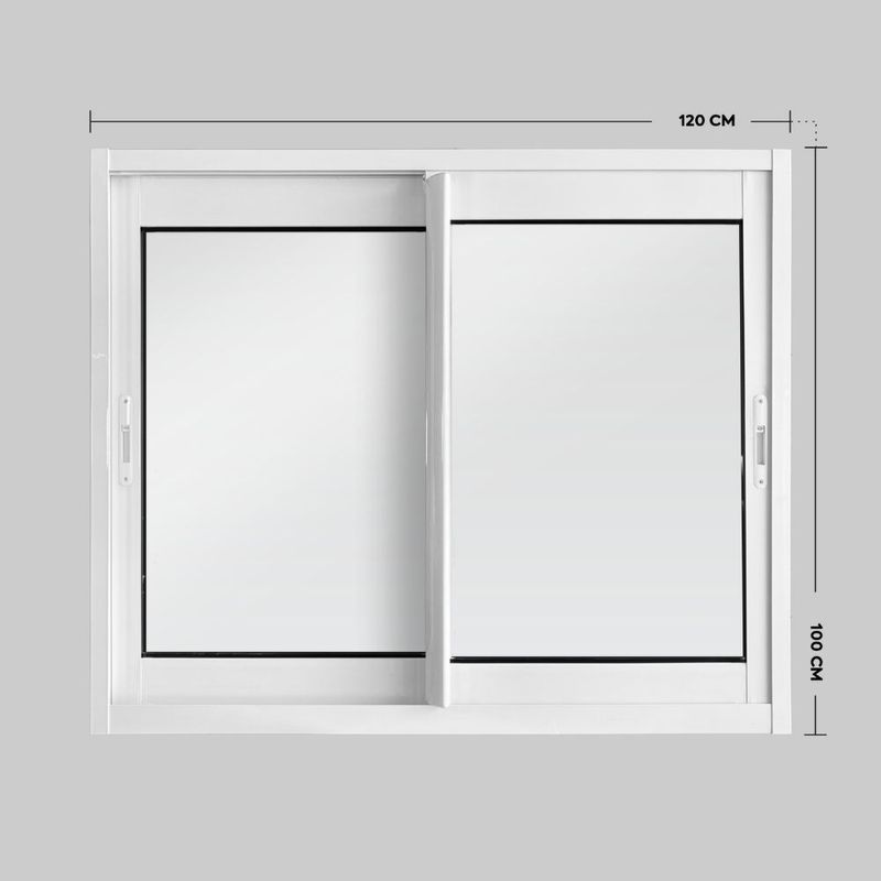 Janela de Correr 2 Folhas sem Grade Alumínio Branco 100x120cm