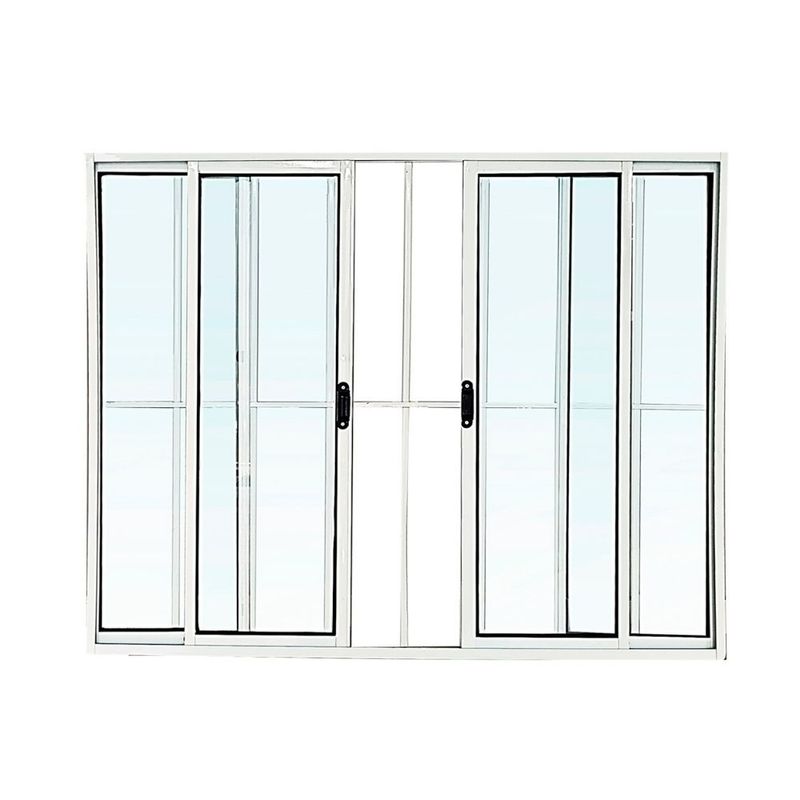 Janela de Correr 4 Folhas com Grade Alumínio Branco 100x120cm