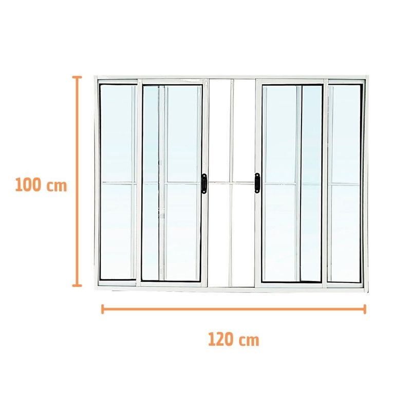 Janela de Correr 4 Folhas com Grade Alumínio Branco 100x120cm