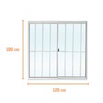 Janela de Correr 2 Folhas com Grade Alumínio Branco 100x120cm