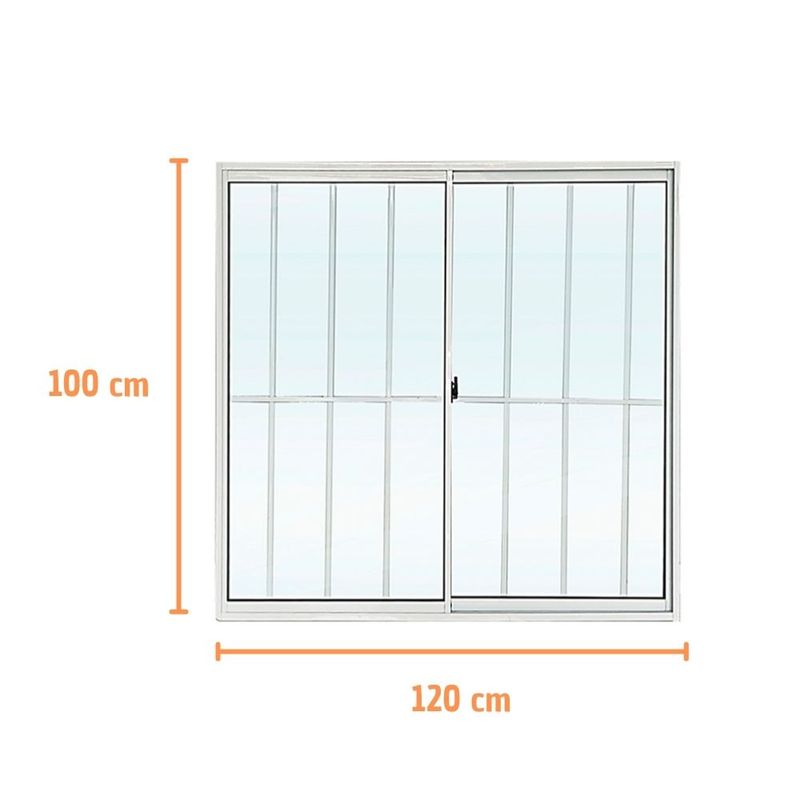 Janela de Correr 2 Folhas com Grade Alumínio Branco 100x120cm