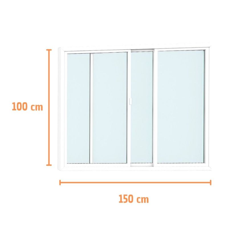 Janela de Correr 2 Folhas sem Grade Alumínio Branco 100x150cm