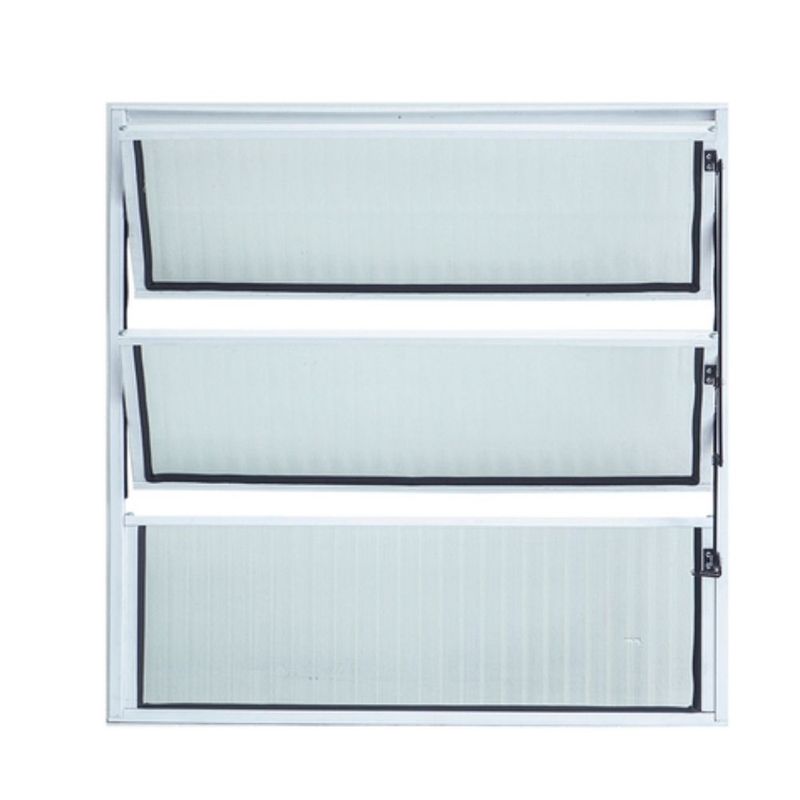 Janela Basculante Vidro Canelado Alumínio Branco 60x60cm